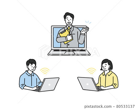 可用於演示和會議資料的商務場景插圖（在線、說明、營銷） 80533137