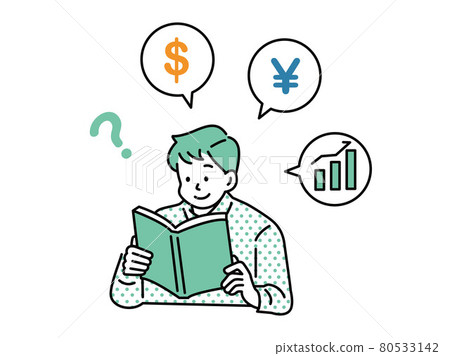 Illustration of study related to money (tax, tax saving, stocks, investment, reserve, pension, savings, assets, future, FX, Bitcoin) 80533142