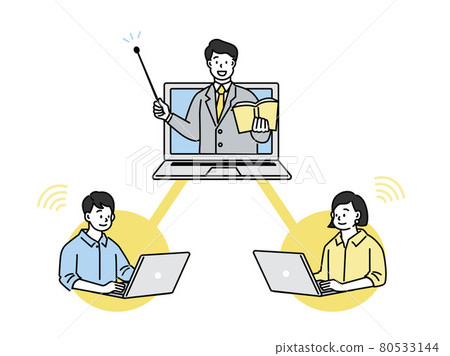 Business scene illustrations that can be used for presentations and meeting materials (online, explanation, marketing) 80533144