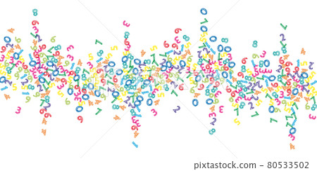 Falling colorful sketch numbers. Math study concept with flying digits. Exceptional back to school mathematics banner on white background. Falling numbers vector illustration. Falling colorful sketch numbers. Math study concept with flying digits. Exceptional back to school mathematics banner on white background. Falling numbers vector illustration. 80533502