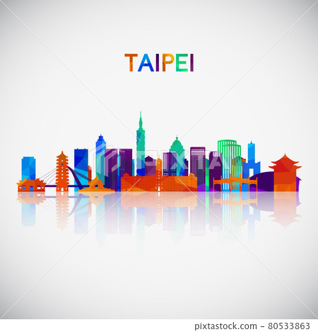 Taipei skyline silhouette in colorful geometric style.  80533863