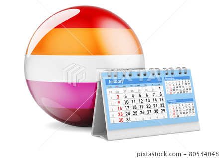 Desk calendar with Lesbian flag. 3D rendering 80534048