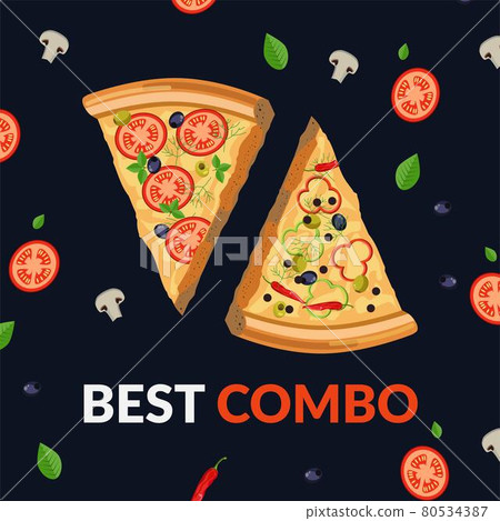 Best combo, combination of pizza tastes vector 80534387