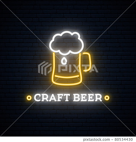 Neon craft beer signboard.  80534430