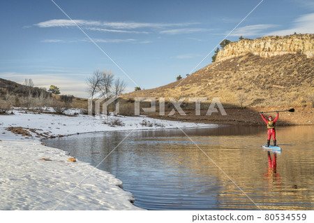 winter stand up paddling in Colorado 80534559