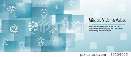 Mission Vision Values Icon Set and Web Header Banner Mission Vision Values Icon Set and Web Header Banner 80534935