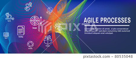 Agile Scrum Process and development icon set web header banner Agile Scrum Process and development icon set web header banner 80535048