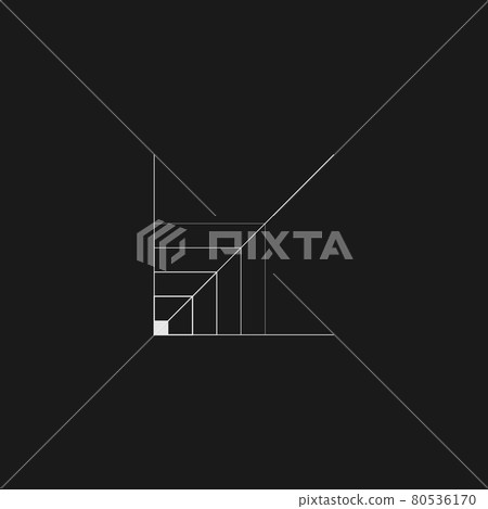 Retrofuturistic coordinate scale. Digital cyber retro design element. Coordinate scale in cyberpunk 80s style. Perspective geometry for poster, cover, merch in retrowave style. Vector 80536170