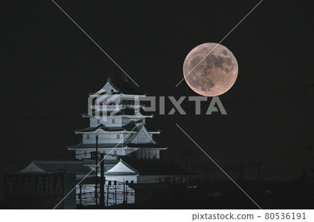 茨城縣常總市豐田城和七月的滿月 80536191