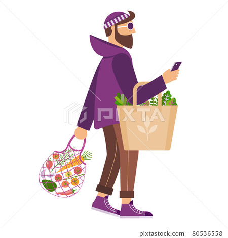 Bearded Man on Zero Waste Shopping Bearded Man on Zero Waste Shopping 80536558