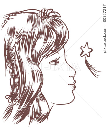 Sketchy woman portrait. Attractive dreamy girl. Vector. 80537217