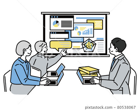 Business scene illustrations that can be used for presentations and meeting materials (explanation, marketing, meetings) 80538067