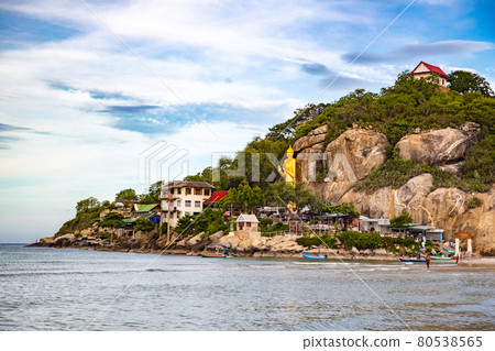 Wat Khao Takiab hill and beach in hua Hin, Prachuap Khiri Khan, Thailand 80538565