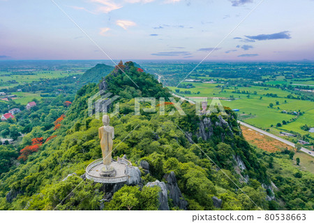 Aerial view of Don Sai, Christ Redeemer statue, in Ratchaburi, Thailand 80538663
