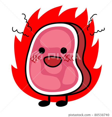 肉字烤肉可愛火插畫素材 80538740
