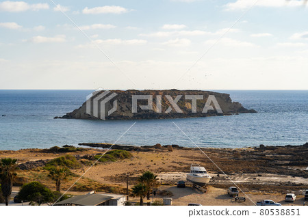 Yeronisos, Geronisos, small island lying of the west coast of Cyprus. Agios Georgios island. Akamas. Uninhabited island of Yeronisos Sacred Holy Island off the coast of Cyprus 80538851