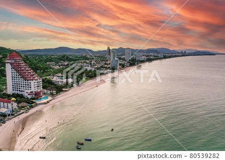 Wat Khao Takiab hill and beach in hua Hin, Prachuap Khiri Khan, Thailand 80539282