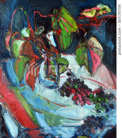 秋季水果和葡萄的靜物 80539709