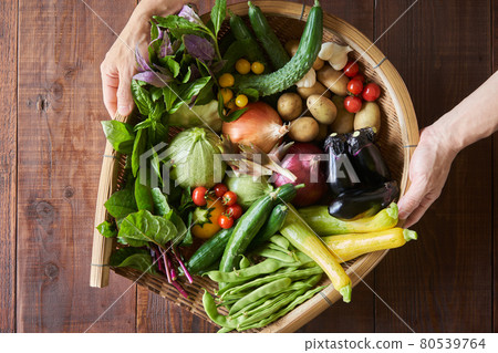 Summer vegetables in a basket Summer vegetables in a basket 80539764