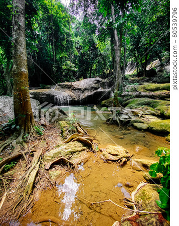 Pha Tad Waterfall in Kanchanaburi, Thailand 80539796