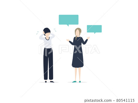 被外國人用英語交談而感到困擾的日本人的插圖素材 被外國人用英語交談而感到困擾的日本人的插圖素材 80541115