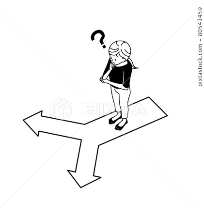 Woman lost at a turning point-black 80541459