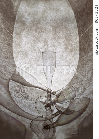 Abstract still life with glasses on reflective surface 80543623