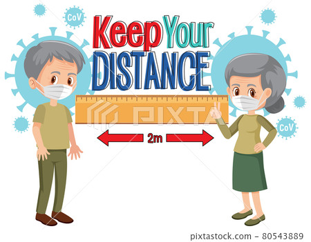 Keep your distance banner with cartoon character 80543889