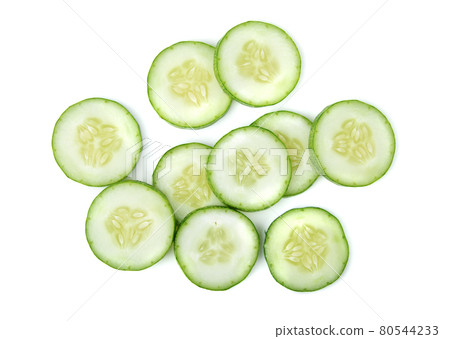 Cucumber sliced isolated on white background 80544233