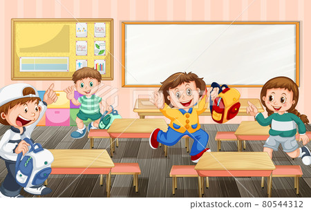 Students cartoon character ready to go back home after school time 80544312