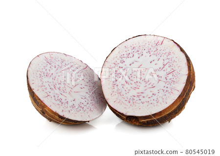 Sliced of taro isolated on white background Sliced of taro isolated on white background 80545019
