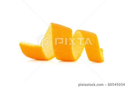 Fresh orange twist on white background Fresh orange twist on white background 80545034