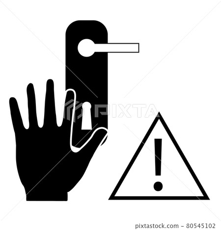 Avoid touching door knob surface icon. no door knob touching sign. COVID-19 prevention. flat style. 80545102