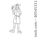 Ice coffee girl monochrome 80545351