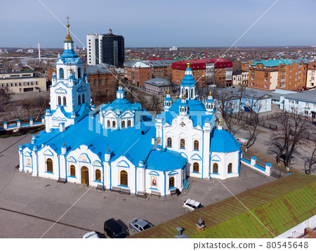 Aerial view on Znamensky church. Tyumen. Russia 80545648
