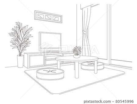 Living room line drawing vector illustration 80545996