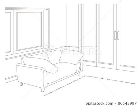 客廳線描矢量圖 80545997