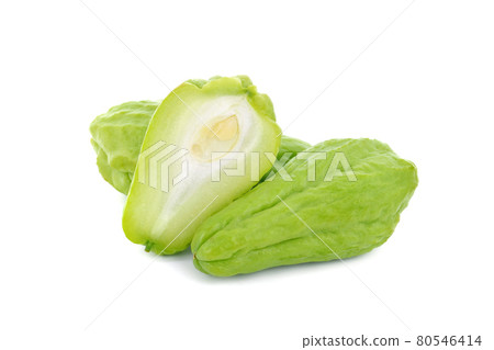 Fresh chayote isolated on white background Fresh chayote isolated on white background 80546414