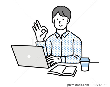 Men who work (search, telework, computer, side business, business, online, meetings, OK, perfect) 80547162