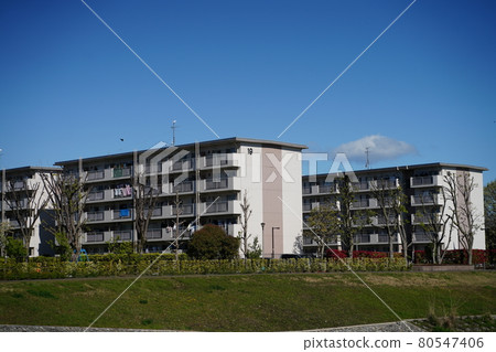 A housing complex along the river A housing complex along the river 80547406