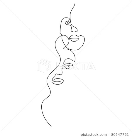 Line art portrait Abstract faces Hand draw Vector 80547761