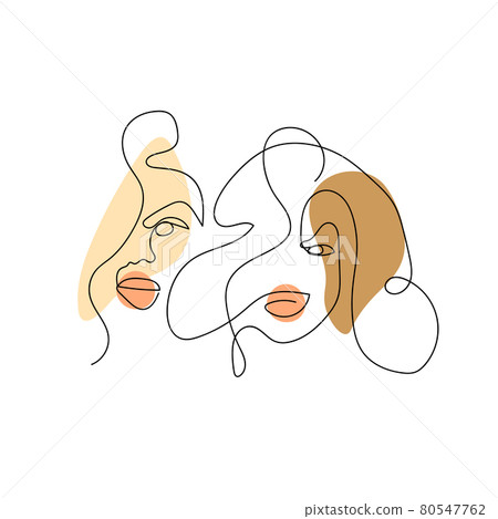 Line art portrait Abstract Woman faces in Line art portrait Abstract Woman faces in 80547762