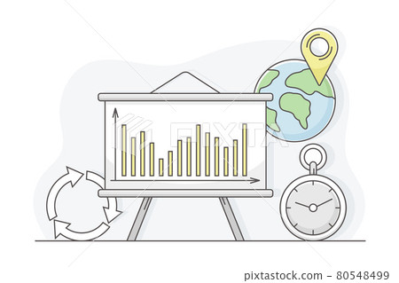 Business Process and Corporate Service Management with Strategic Planning and Analytics Line Vector Illustration 80548499