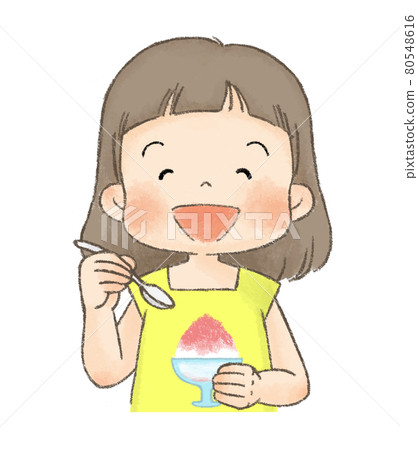 吃刨冰的兒童(女孩) 吃刨冰的兒童(女孩) 80548616