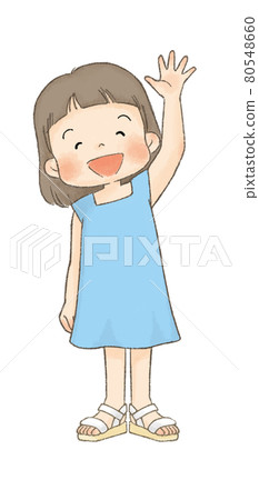 Children waving (summer clothes, girls) 80548660