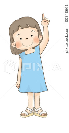 Children pointing up (summer clothes, girls) 80548661