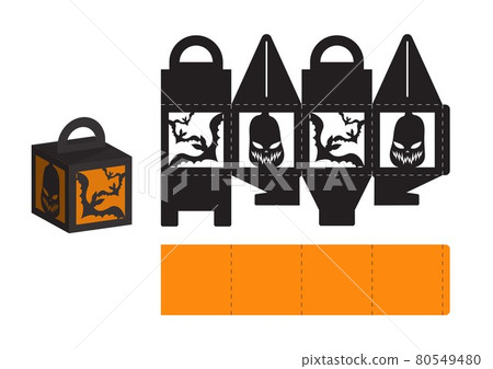 Happy Halloween treat box. Gift party favor box for sweets, candies, small presents, bakery. Simple packaging die cut template for laser cut, great design for any purposes, birthdays, baby showers. Happy Halloween treat box. Gift party favor box for sweets, candies, small presents, bakery. Simple packaging die cut template for laser cut, great design for any purposes, birthdays, baby showers. 80549480