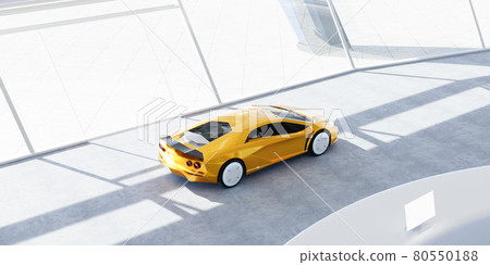 Closeup non-existent brand-less generic concept yellow sport car Closeup non-existent brand-less generic concept yellow sport car 80550188