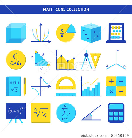Mathematics science icon set in flat style 80550309