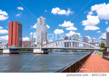 《Tokyo》 Kachidoki Bridge and cityscape ・ Summer Tokyo Bay area 80551164